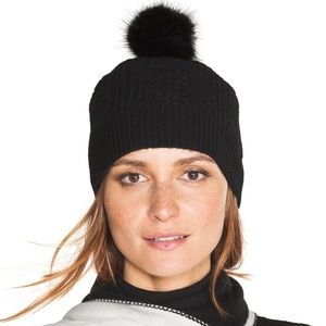White House Black Market Pom-Pom Beanie in black